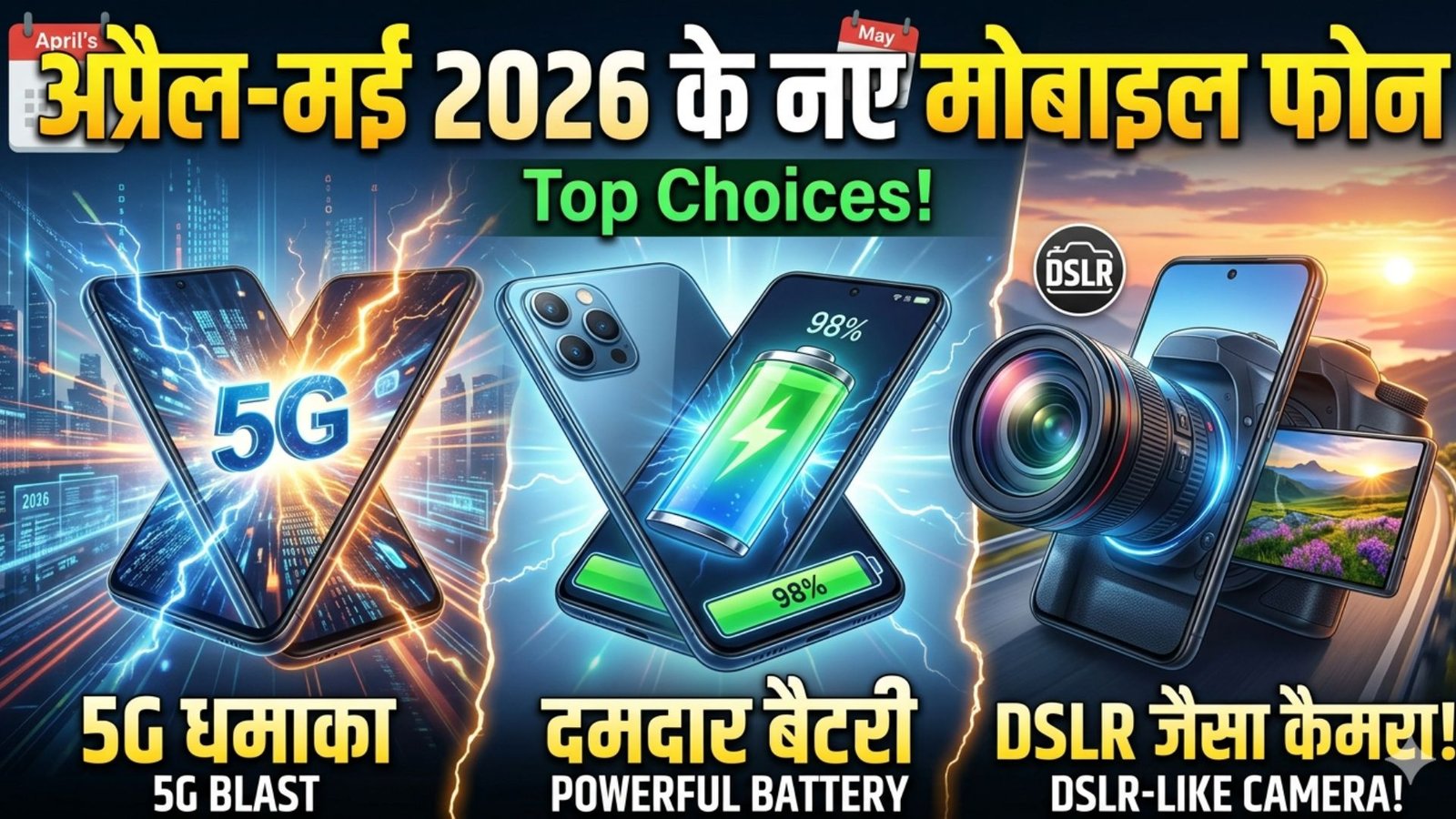New mobile phones for April-May 2026: Powerful battery, 5G explosion and DSLR-like camera