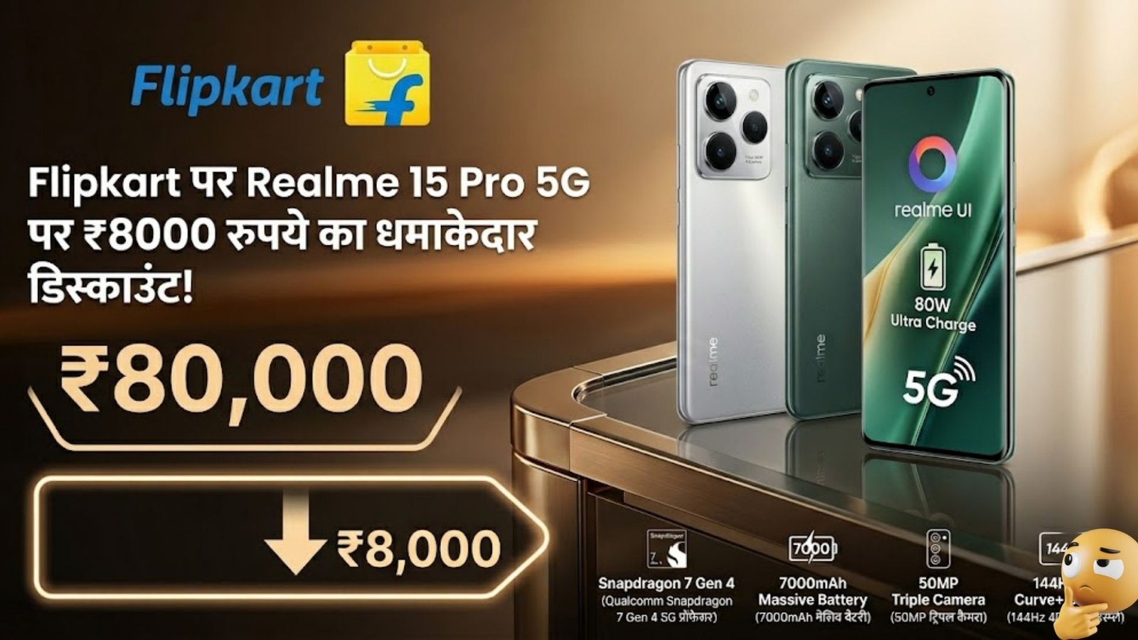 Flipkart offers a massive discount of ₹8,000 on the Realme 15 Pro 5G! Buy it today!